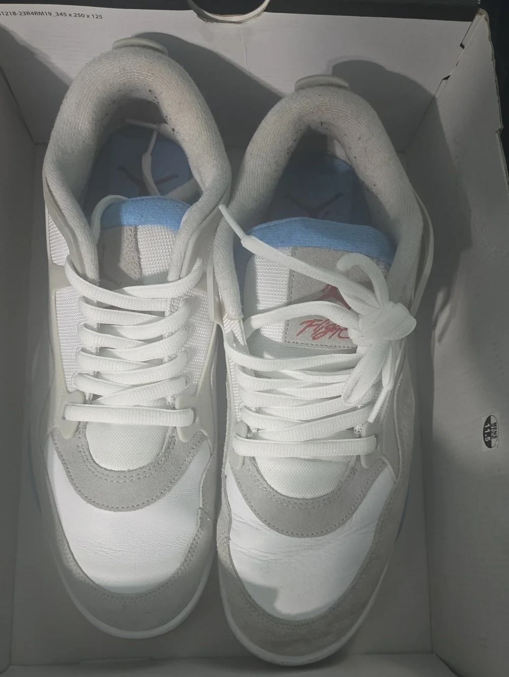 Mens White & Light Blue Athletic Sneakers